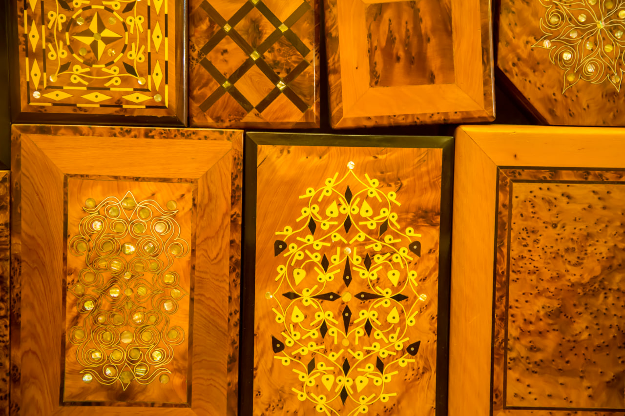 Marquetry Panels, Painted Bowls & Pyrography Art 1